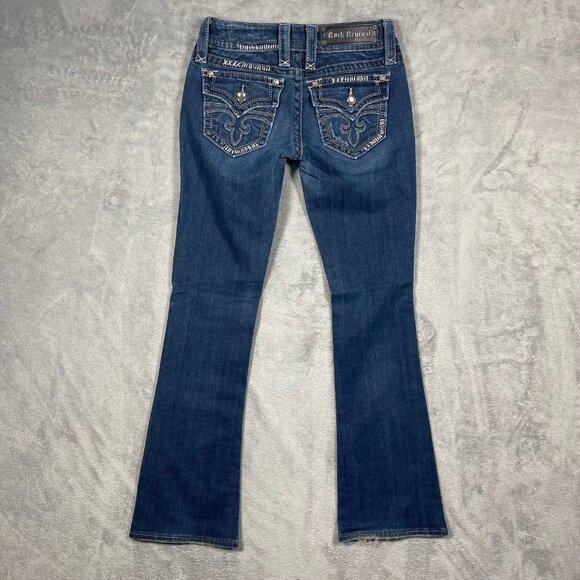 Rock Revival Celine Boot Cut Jeans Womens Size 26 Dark Wash Denim Flap Pocket - Picture 13 of 13